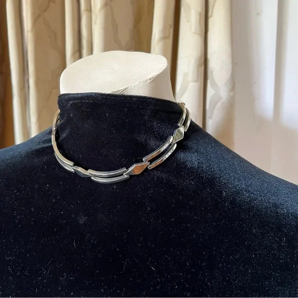 Silver Stainless Steel Minimalist MCM Necklace & Bracelet Set Vintage Jewelry - Picture 7 of 11